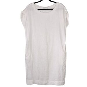 Horses Atelier White Linen Sack Shift Midi Dress Size 0